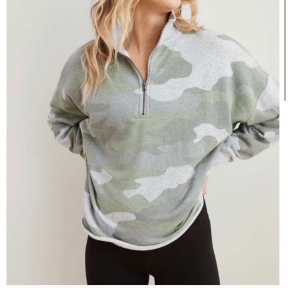 Aerie Camo 3/4 Zip Pullover
